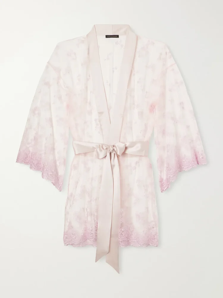 Juliette laced silk robe