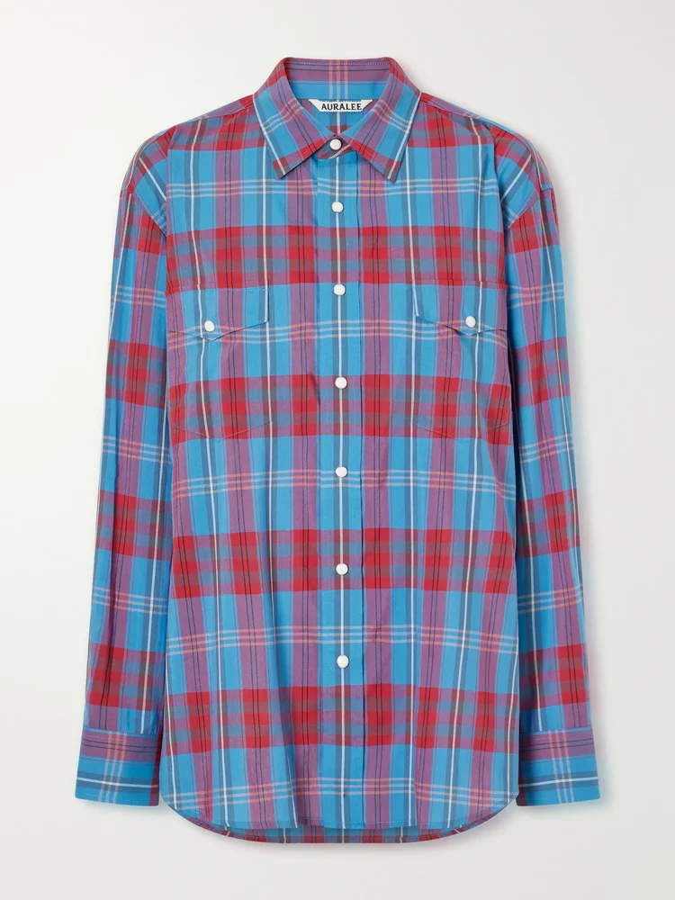 Checked cotton and silk-blend shirt