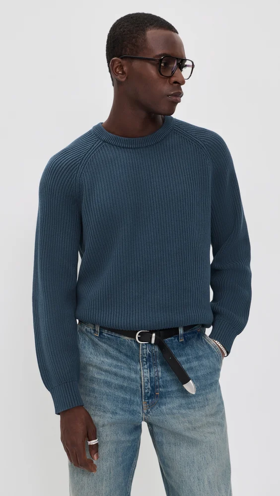 Washed Cotton Crewneck Sweater