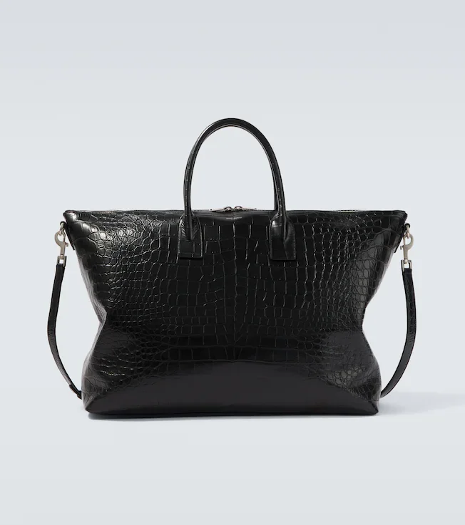 Giant croc-effect leather tote bag