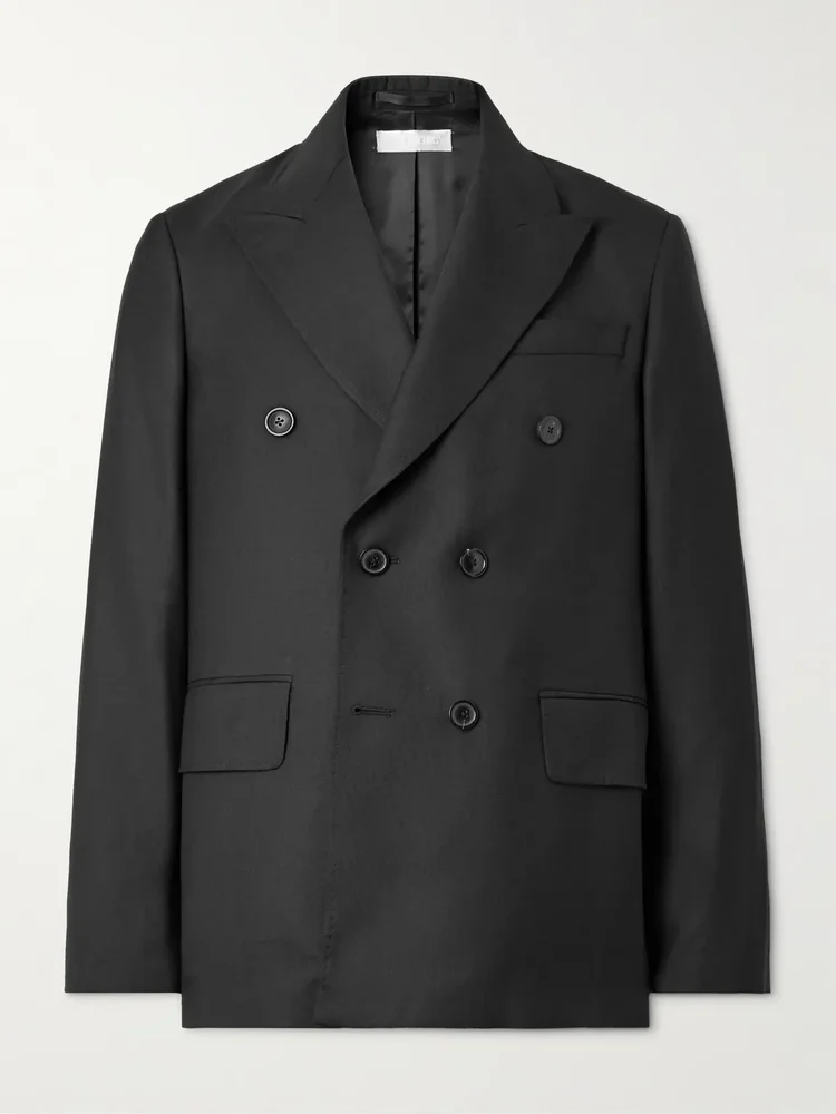 Double-Breasted Unstructured Wool Blazer