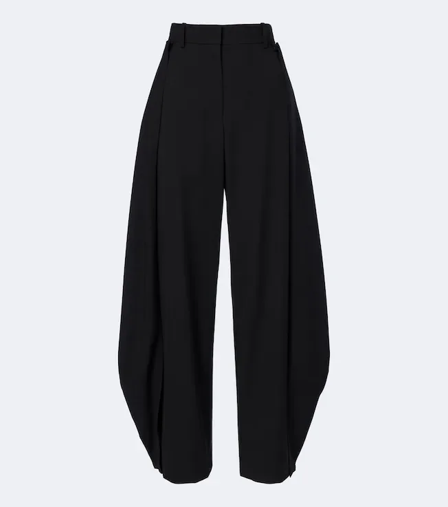 Wool barrel-leg pants