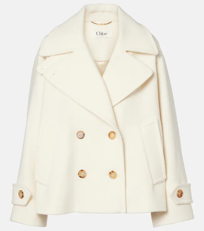 Double-breasted wool-blend jacket
