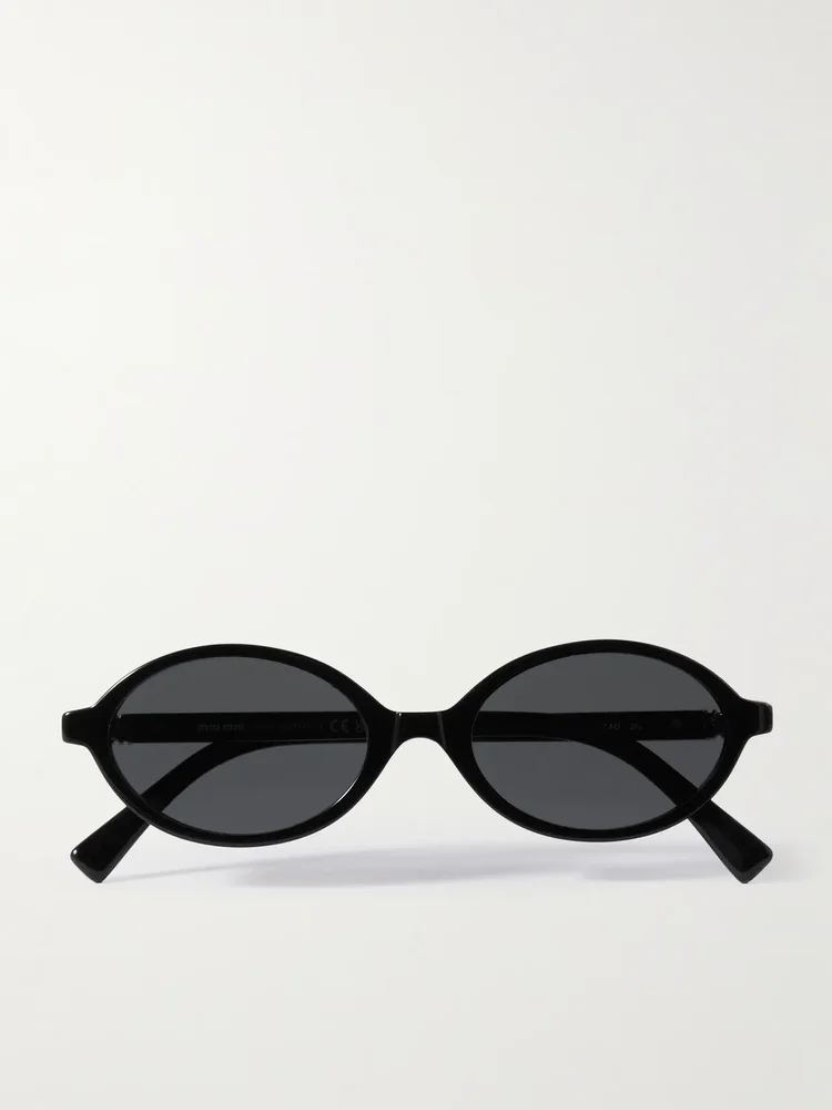 Miu Miu Oval-Frame Acetate Sunglasses in Black