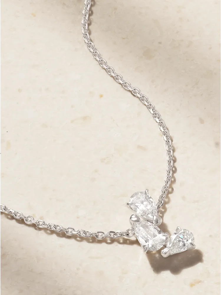 Serti sur Vide 18-karat white gold diamond necklace