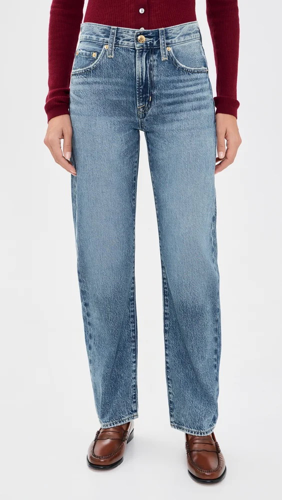 Lexi Mid Rise Bowed Straight Jeans