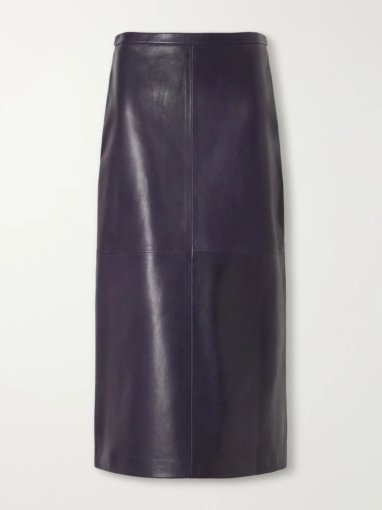 Alana leather midi skirt