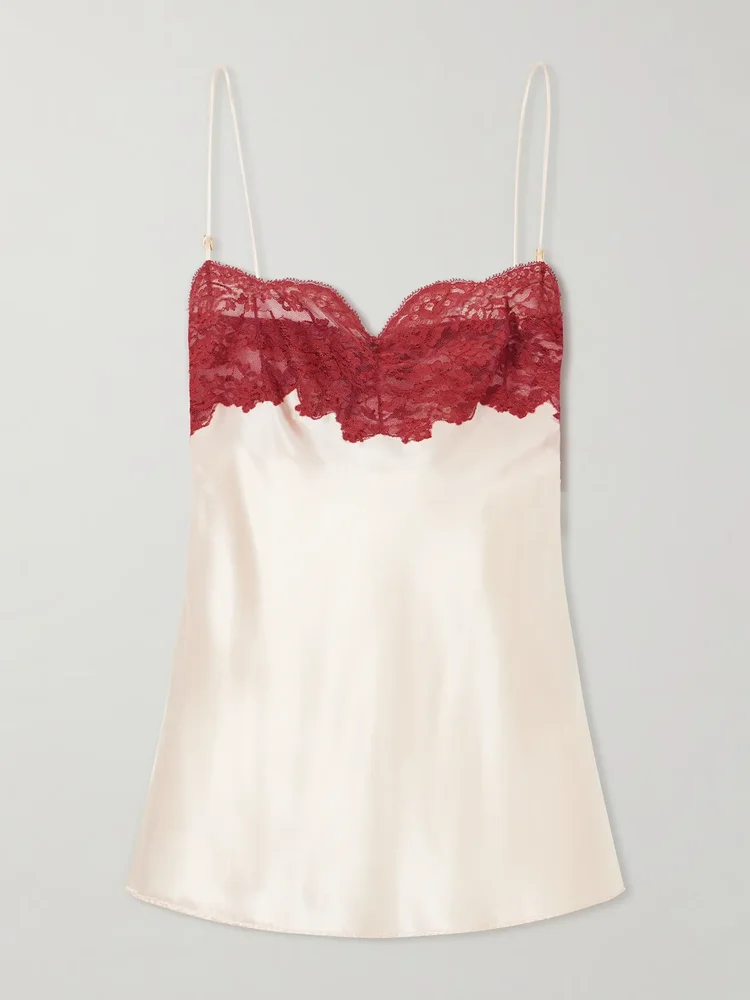 lace trimmed silk satin camisole