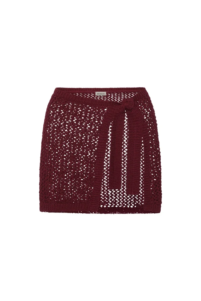 Santa Marta Sarong, Deep Burgundy Petit Crochet
