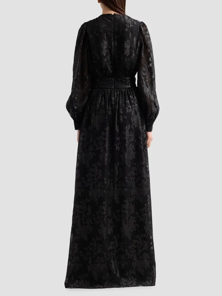 Rebecca Flocked Metallic Gown
