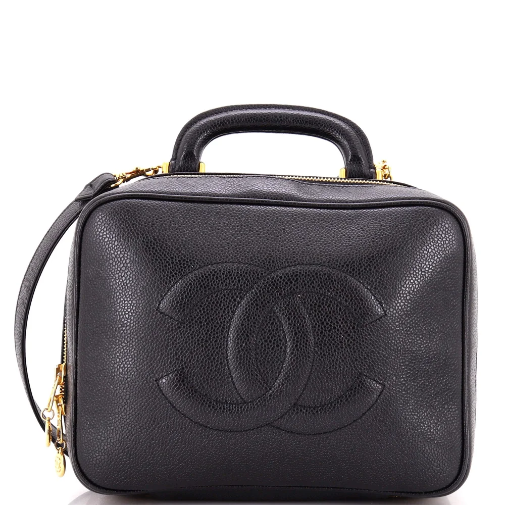Vintage Timeless Zip Around Vanity Case Caviar Medium