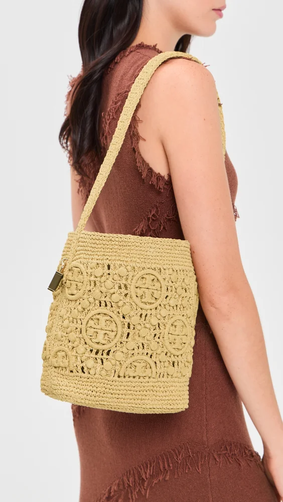 Lock T Monogram Crochet Bucket Bag