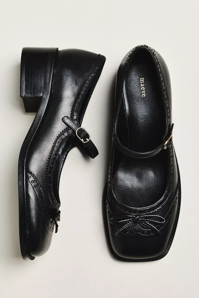 Bow Mary Jane Brogue Heels