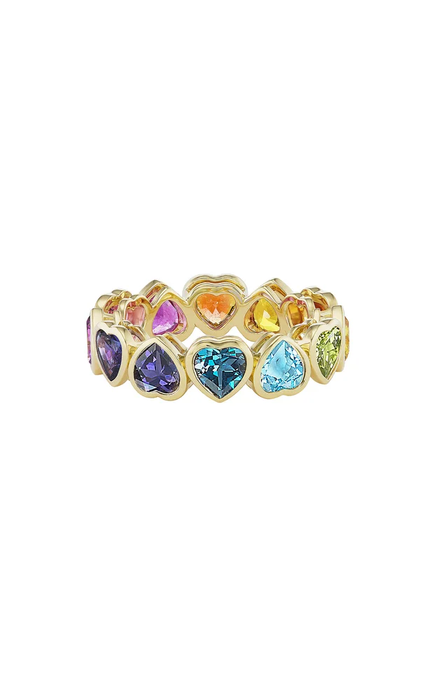 I Heart Rainbows 18K Yellow Gold Sapphire Ring
