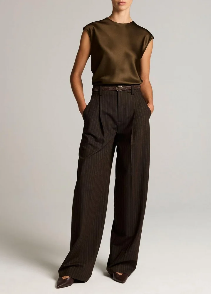 Striped High-Waist Wide-Leg Trouser