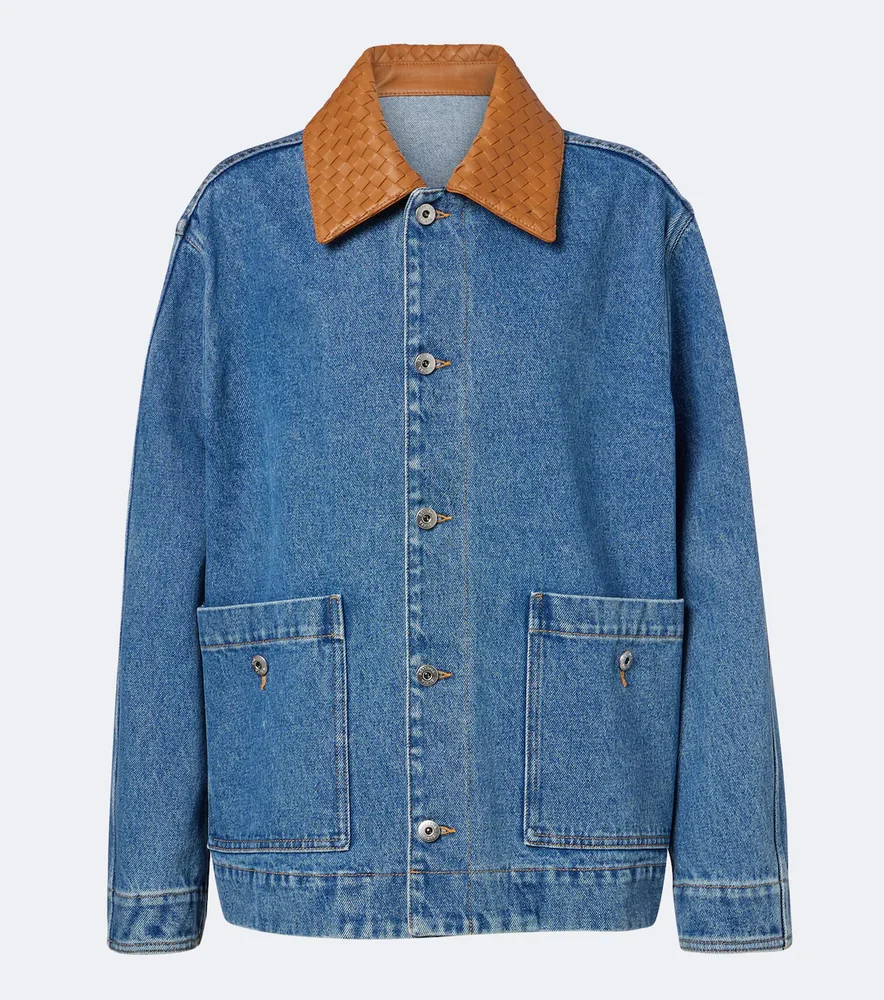 Intrecciato oversized denim jacket