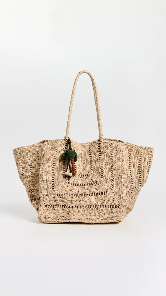 Madewell x Shopbop Large Eyelet Raffia Tote w/ Bag Charm