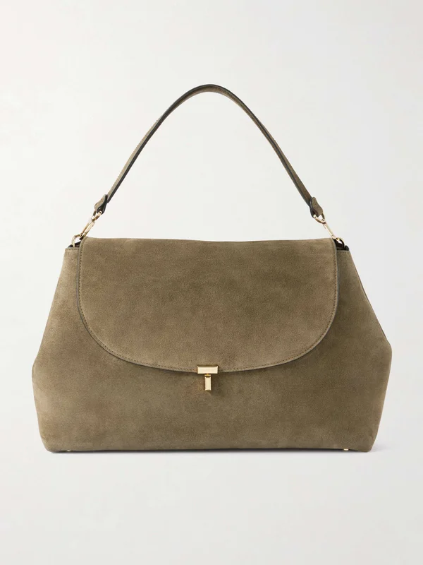 TOTEME T-Lock large suede shoulder bag