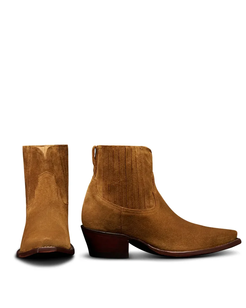 The Piper Snip Toe Bootie Sienna Suede