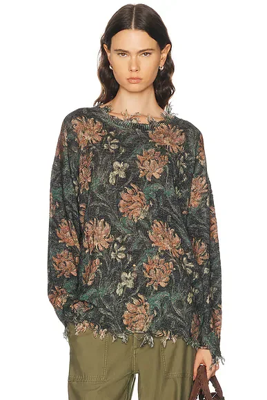 Distressed Edge Crewneck Sweater