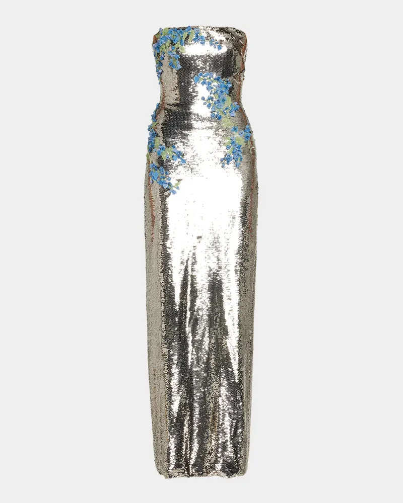 Textured Strapless Column Gown