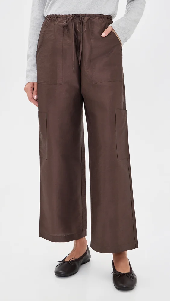 The Silk Taffeta Drawstring Cargo Pants