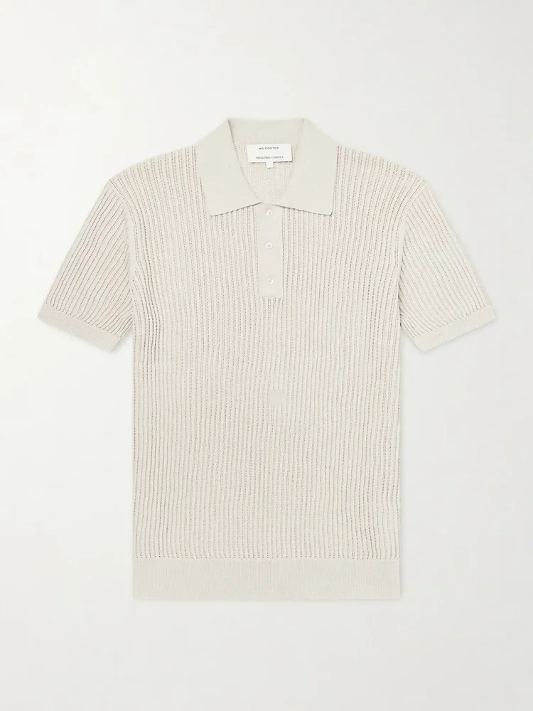 Vidal Ribbed Cotton and Linen-Blend Polo Shirt