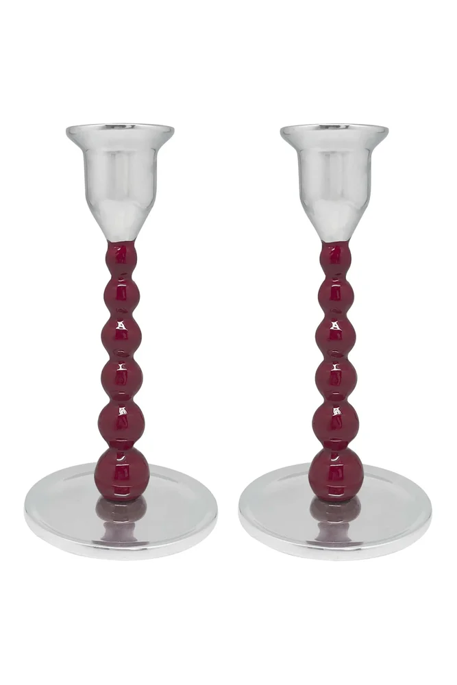 Set of 2 Pearled Candleholders