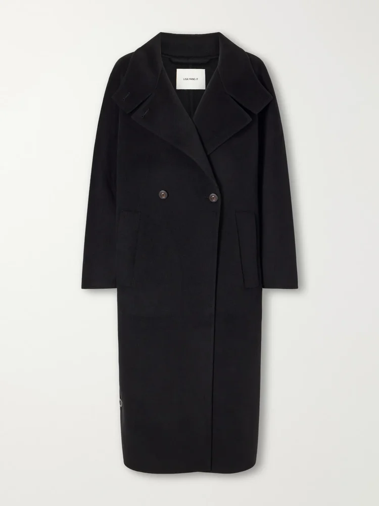 Button wool and cashmere-blend coat