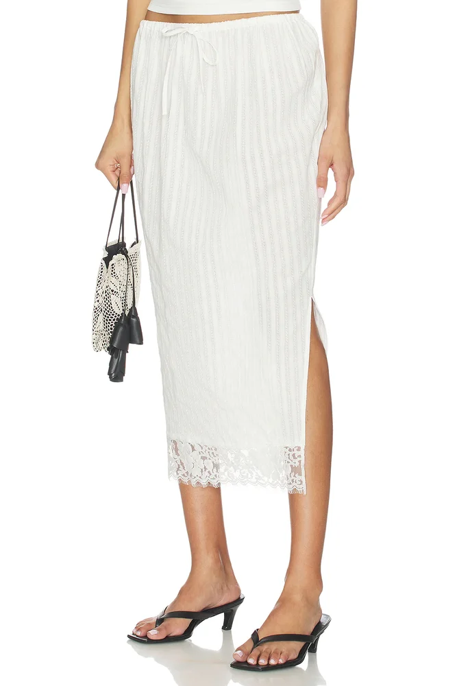 Lace Hem Drawstring Skirt