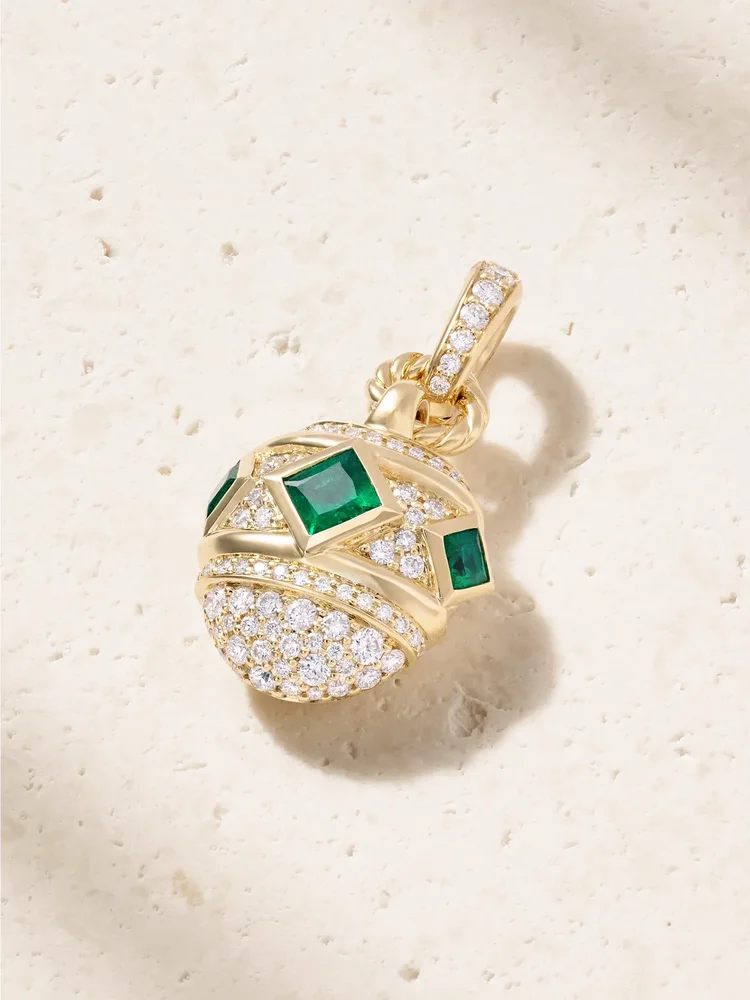 18-karat gold, diamond and emerald pendant