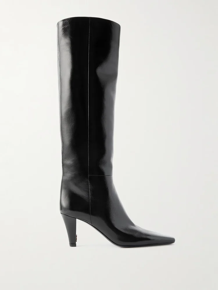 jill glossed leather knee boots