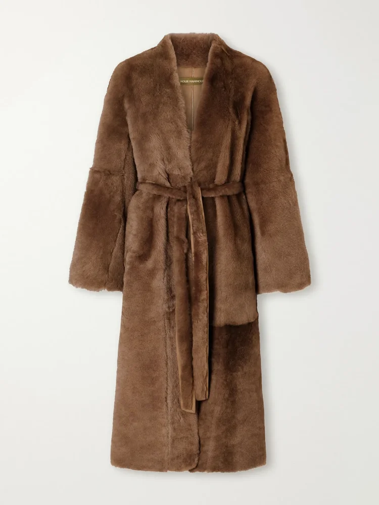 Davos belted shearling coat