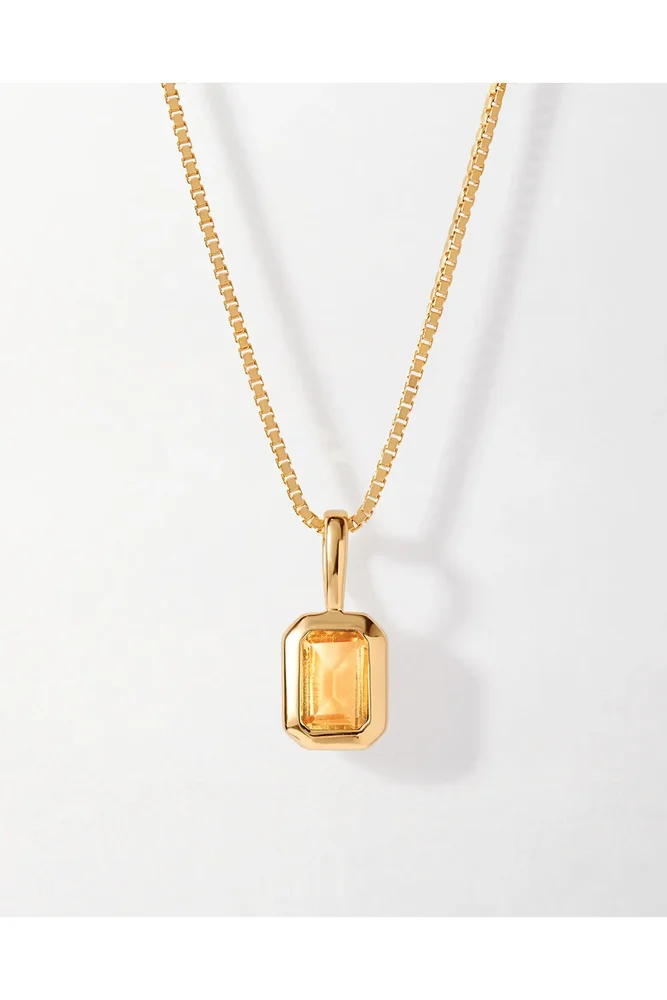 Deco Birthstone Necklace in Citrine