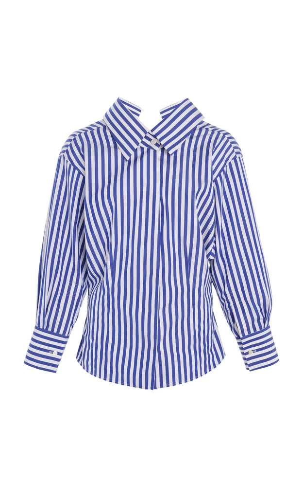 Sculpted Striped Cotton Poplin Shirt