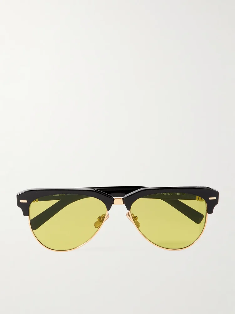 Miu Miu Aviator-Style Acetate and Gold-Tone Sunglasses in Black