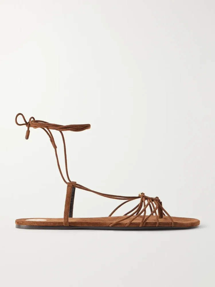 Babylone Logo Embellished Lace Up Suede Sandals