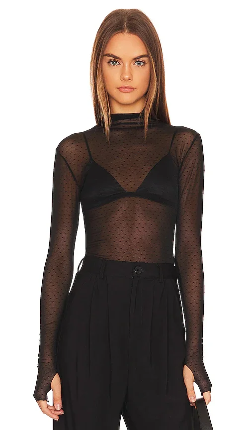 Puff-sleeve henley top in gauze