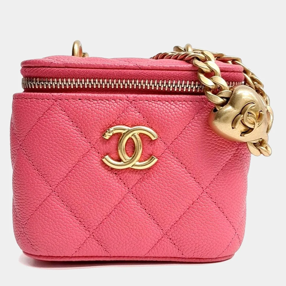 Pink Leather Heartball Vanity Mini Crossbody Bag