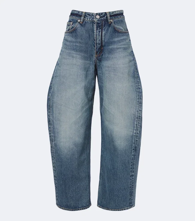 Faded barrel-leg jeans