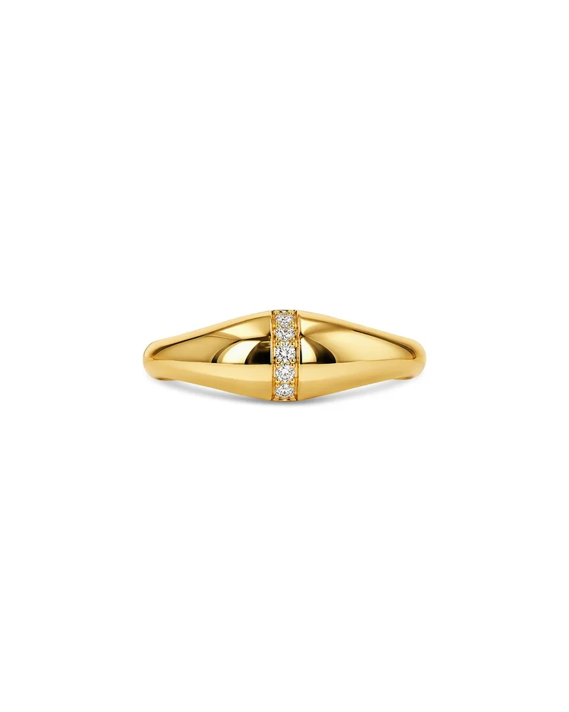 10K Yellow Gold Diamond Signet Ring, 0.025 tcw