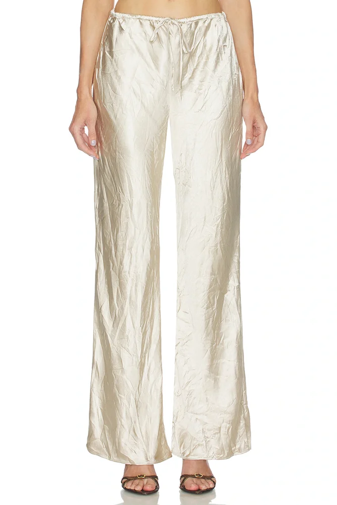 RIBBED KNITTED TROUSERS - CREAM