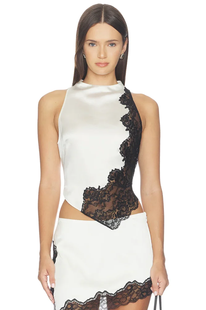Silk Lace Asymmetric Top