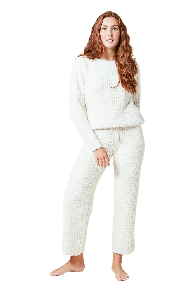 Waffle Marshmallow Boat Neck Lounge Set