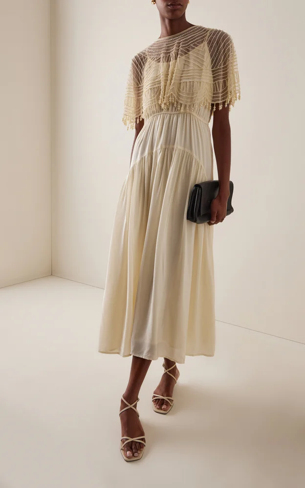 Carlotta Embellished Midi Cape Dress