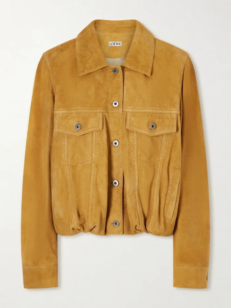 Gathered suede jacket