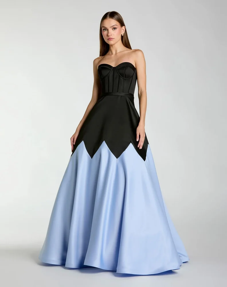Black Satin Corset Ball Gown