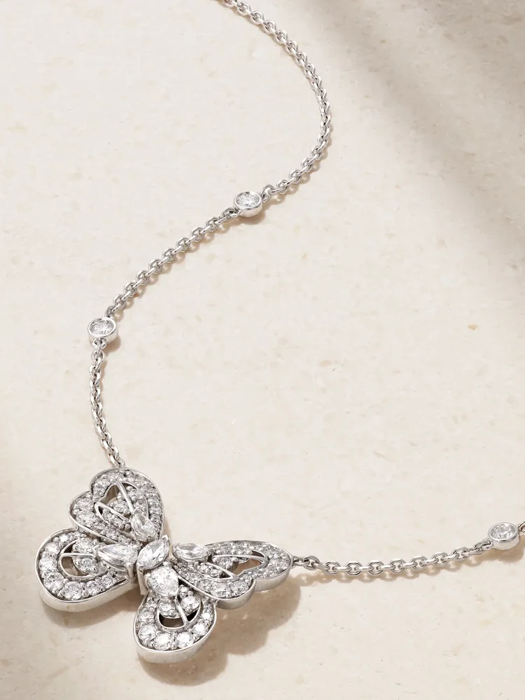 Portraits of Nature Butterfly 18-karat white gold diamond necklace
