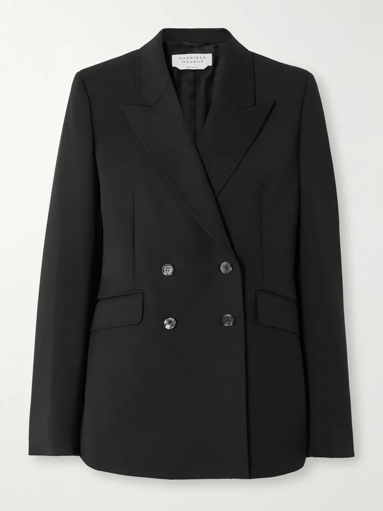 Angela double-breasted wool-crepe blazer