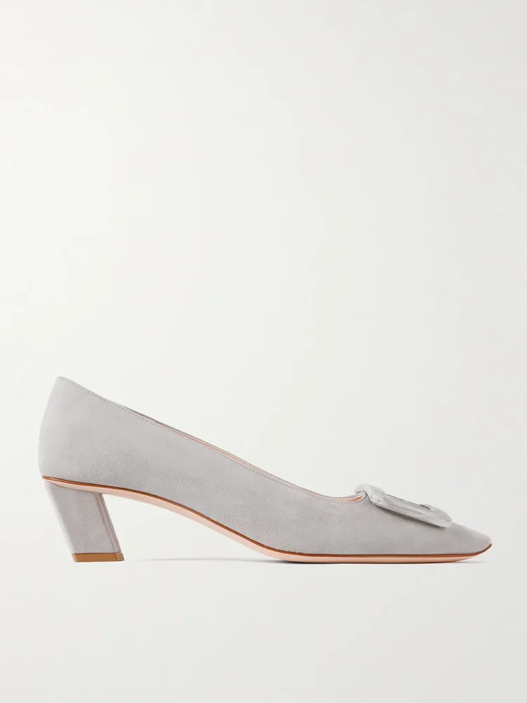 Belle Vivier 45 embellished suede pumps